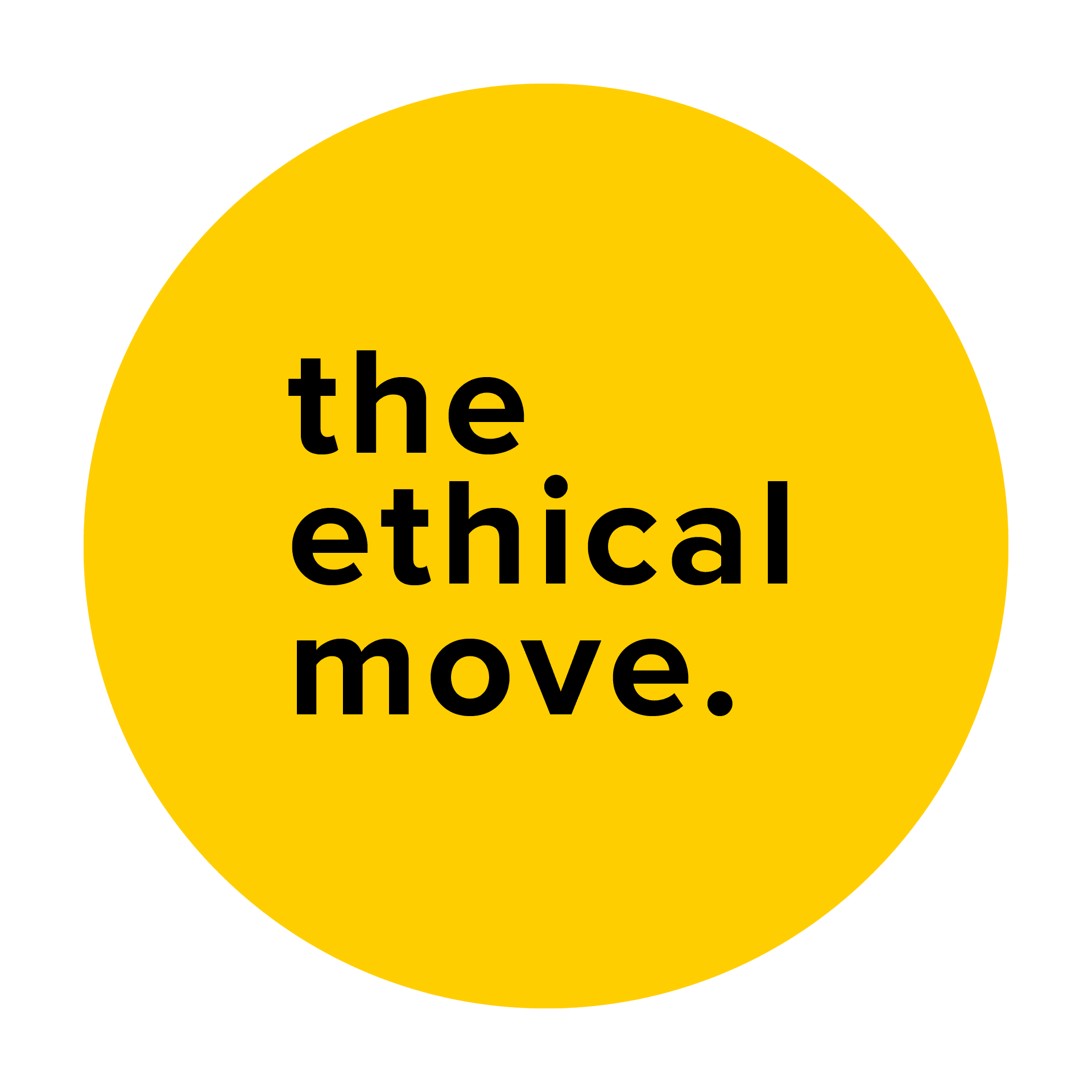 The Ethical Move logo in black on yellow [with values in a circle outline: Honesty, Responsibility, Trust, Transparency, Integrity, Equity]. 